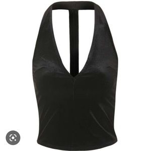 Topshop black velvet halter top